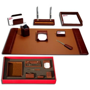 DACASSO D3012 DACASSO MOCHA LEATHER 8-PIECE DESK PAD K