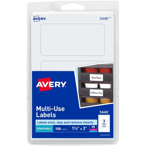 AVERY 05440 REMOVABLE MULTIPURPOSE LABEL, 3"X1 1/2"