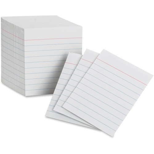 OXFORD 10009 MINI INDEX CARDS,85 LB,RULED,200/PK,WHT