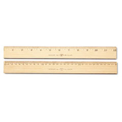 ACME UNITED 10375 WOOD RULER WITH SINGLE METAL EDGE,12L
