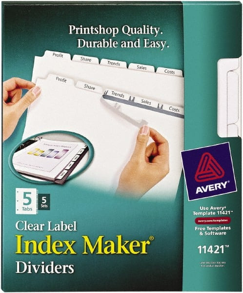 AVERY 11421 LABEL DIVIDERS,PUNCHED,5-TAB