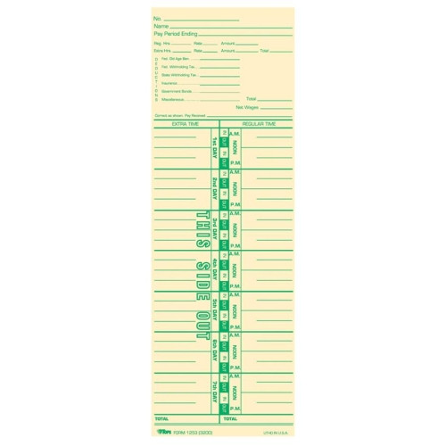 TOPS MANUFACTURING CO. 12533 CARD,TME,WK,100/PK,MLA/GN