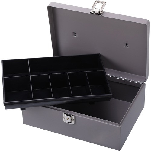 SPARCO PRODUCTS 15501 CASH BOX,W/LATCH LOCK,7 CMPMNTS,GRAY