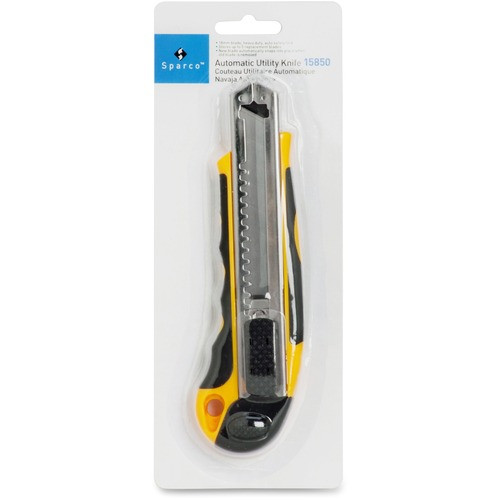 SPARCO PRODUCTS 15850 AUTOMATIC UTILITY KNIFE,W/4 BLADES/BLACK