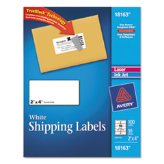 AVERY 18163 SHIPPING LABELS, 2"X4",10 SH/PK,WE