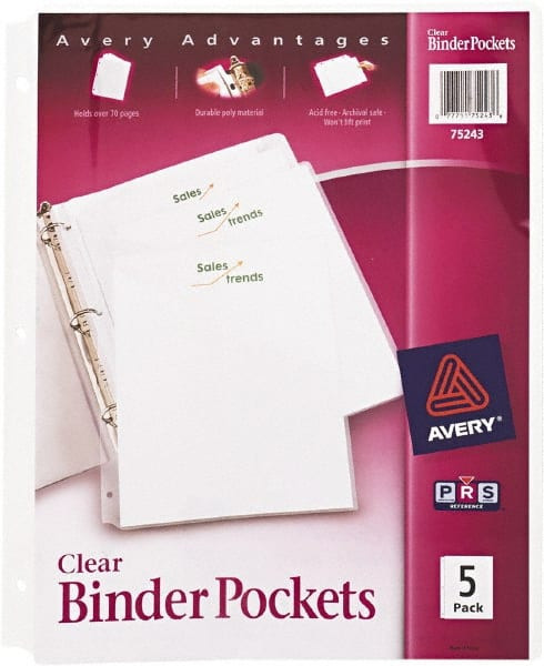 AVERY 75243 BINDER POCKETS,8-1/2 X 11,5 POCKETS/PACK