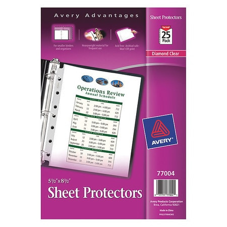 AVERY 77004 SHEET PROTECTOR,8.5 X 5.5,CLEAR 25/PK