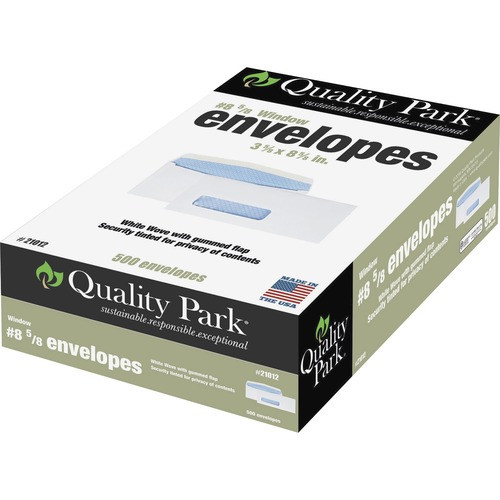 QUALITY PARK 21012 WINDOW ENVELOPES,3-5/8"X8-5/8",500/BX,WE