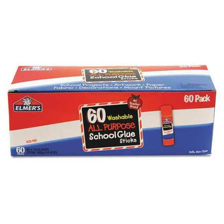 ELMER'S PRODUCTS E501 SCHOOL GLUE STICKS,WASHABLE,CLEAR,60/BOX