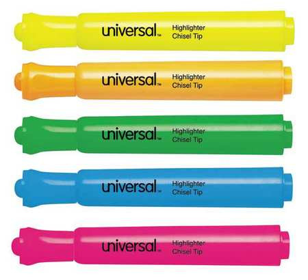 UNIVERSAL UNV08860 DESK HIGHLIGHTER,FLUORESCENT COLORS,5/ST