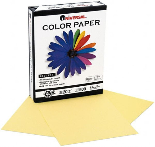 UNIVERSAL UNV11201 COLORED PAPER 20LB 8.5X11 CANARY PK500