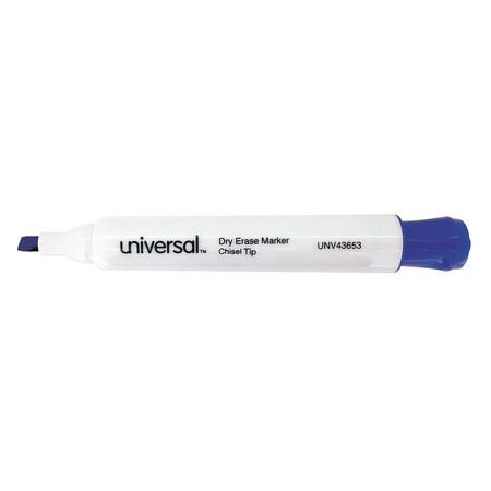 UNIVERSAL UNV43653 DRY ERASE MARKER,CHISEL TIP, BLUE, DOZEN