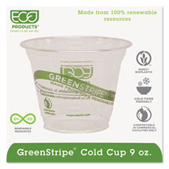 ECO-PRODUCTS EP-CC9S-GS COLD DRINK CUPS,GREEN STRIPE,CLEAR,
