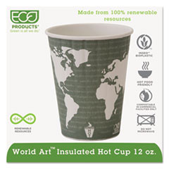 ECO-PRODUCTS EP-BNHC12-WD WORLD ART INSULATED HOT CUPS,COMPOSTABLE