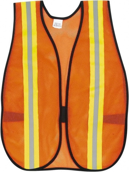MCR SAFETY V201R ORANGE SAFETY VEST,POLYESTER,SIDE STRAPS