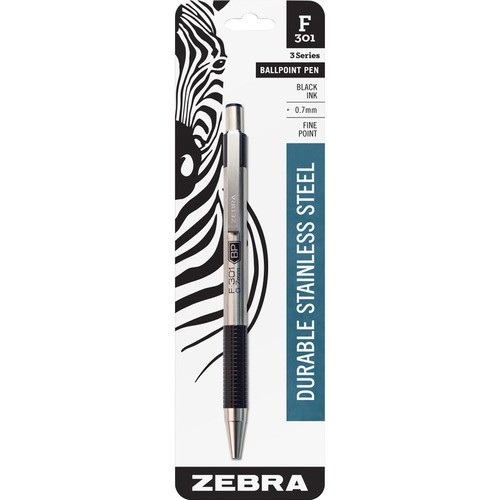 ZEBRA PEN 27111 BALLPOINT PEN,.7MM,STAINLESS STEEL/BLACK
