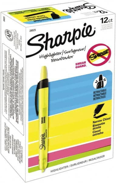 SANFORD CORPORATION 28025 HIGHLIGHTER,RETRACTABLE,CHISEL PT-NARROW