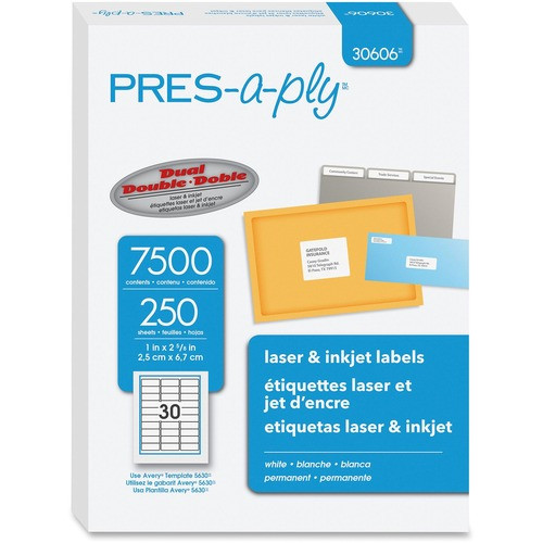 AVERY 30606 LABELS,LASER,ADDRESS,1X2-5/8,7500/BX