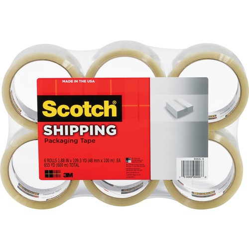 3M 3350L6 PACKING TAPE,3 CORE,6/PK,CLEAR