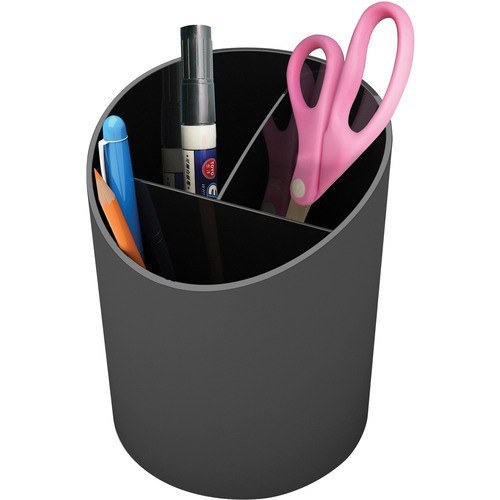 DEFLECT-O 34204 LARGE PENCIL CUP,3 COMPARTMENTS,BLACK