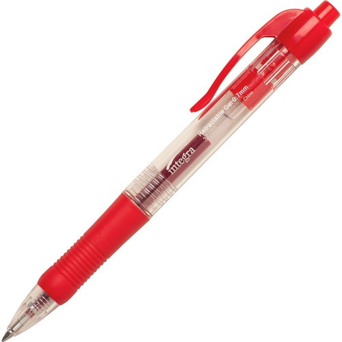 INTEGRA 36159 GEL PEN,RETRACTABLE,COMFORT GRIP,RED