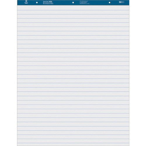 BUSINESS SOURCE 36586 EASEL PAD,RULED,50 SHTS,27X34,4/CT,WHITE