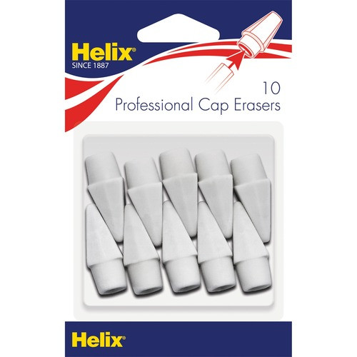 HELIX USA 37360 PENCIL CAP ERASERS,OVERSIZED,10/PK,WHITE