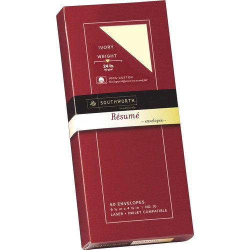 SOUTHWORTH R14I10L RESUME ENVELOPE,24 LBS.,WOVE,50/BOX