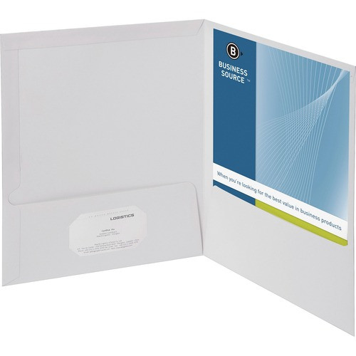 BUSINESS SOURCE 44424 2 POCKET FOLDER,2,100 SHTS,25/BX,WHITE