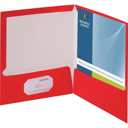 BUSINESS SOURCE 44426 2 POCKET FOLDER,2,100 SHTS,25/BX,RED