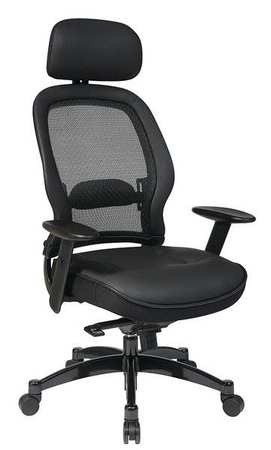 OFFICE STAR 27008 BACK CHAIR,BLACK,ADJUSTABLE,LEATHER