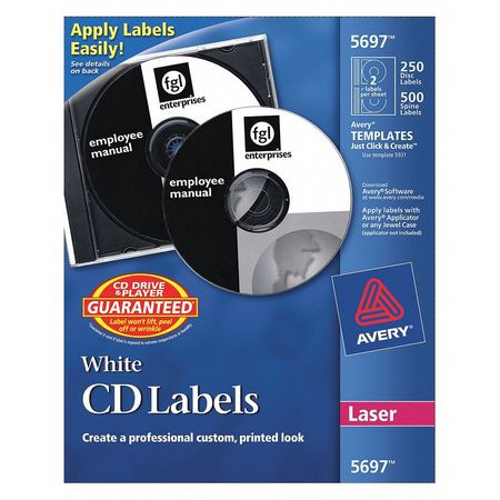 AVERY 5697 LABEL,CD,LASER,WE,250CT