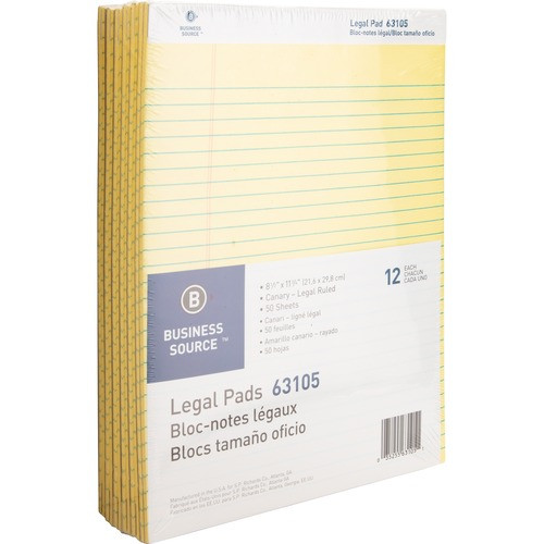 BUSINESS SOURCE 63105 PAD,LEGAL,LTR,12CT,CA