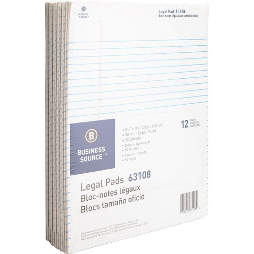 BUSINESS SOURCE 63108 PAD,LEGAL,LTR,12CT,WE