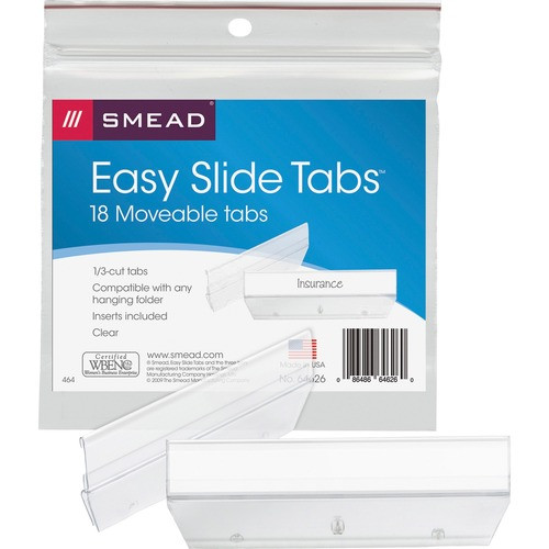 SMEAD MANUFACTURING CO. 64626 HANGING FOLDER TABS, PLASTIC,EASY SLIDE