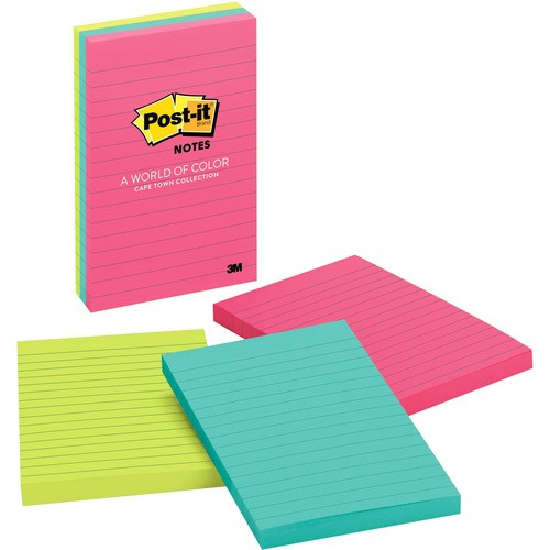 3M 6603AN 3M  POST-IT NOTES,LINED,4"X6",3/PK,100 S