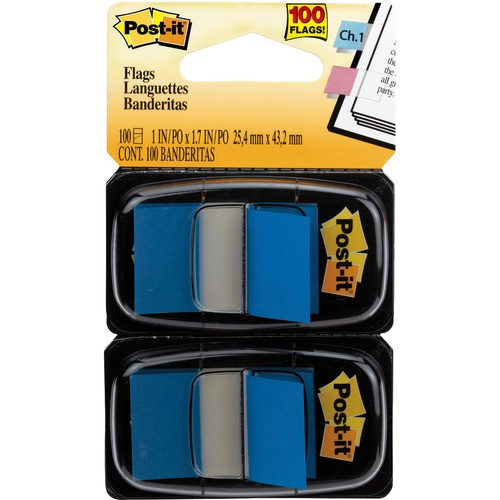 3M 680-BE2 3M  POST-IT FLAGS, 1"X1-3/4", 100/PK, BL