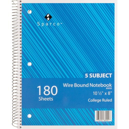SPARCO PRODUCTS 83255 NOTEBOOKS,COLLEGE RULED,180 SHT,AST