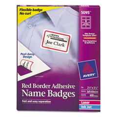 AVERY 5095 NAME BADGE LABELS, 2 1/3 X 3 3/8,400/BX