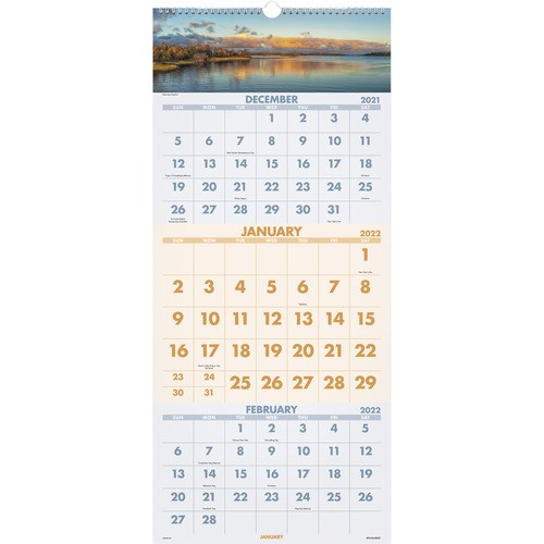 AT-A-GLANCE DMW50328 3-MONTH WALL CALENDAR,14 MONTHS,SCENIC
