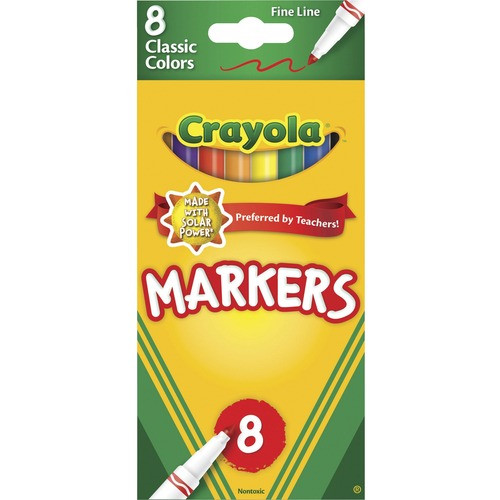 CRAYOLA 587709 NON-WASHABLE MARKERS,8/SET