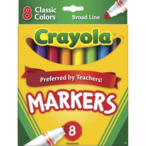 CRAYOLA 587708 NON-WASHABLE MARKERS,8/SET