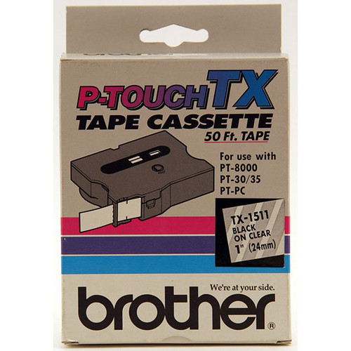 BROTHER TX1511 CARTRIDGE,TAPE,1"-BK/CL