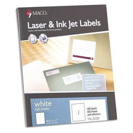 MACO TAG & LABEL ML0100 LABEL,LSR,8.5X11,WE