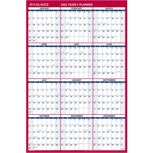 AT-A-GLANCE PM26-28 AT-A-GLANCE  ERASABLE WALL CALENDAR,2-SI