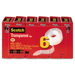 3M COMPANY 600K6 TAPE,RL,TRANS,3/4X1000,6PK