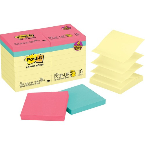 3M R330-14-4B 3M  POST-IT NOTES VALUE PACK,3"X3",18/PK