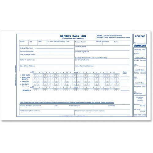 REDIFORM S5031NCL DAILY LOG DRIVE BOOK,2 PARTS, BLUE