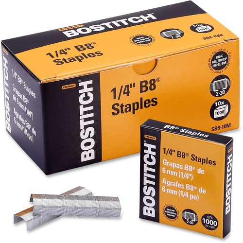 STANLEY BOSTITCH SB810M STAPLES,CHISLPNT,1/4",10000