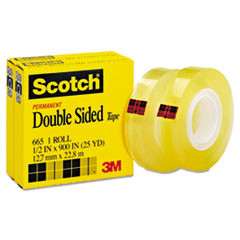 3M COMPANY 665-2PK 665 DOUBLE-SIDED OFFICE TAPE, 1/2" X 900